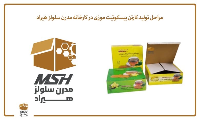 مراحل تولید کارتن بیسکوئیت موزی در کارخانه مدرن سلولز هیراد
