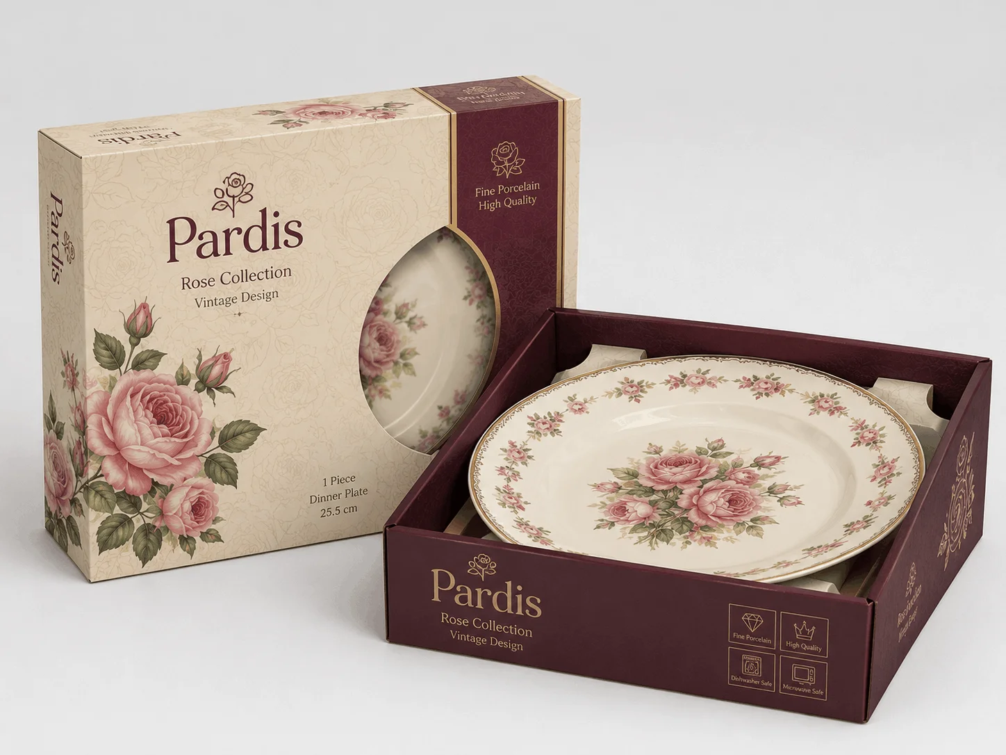 carton (11) کارتن بشقاب چینی گل سرخ