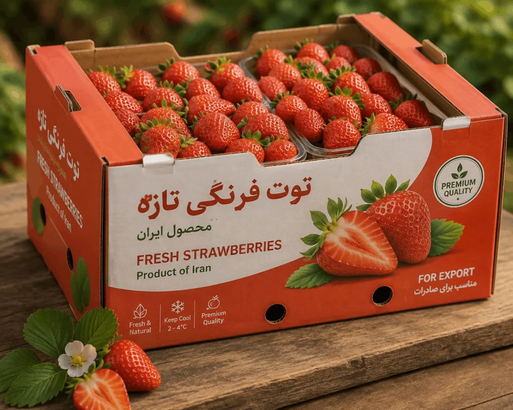 کارتن و جعبه بسته بندی توت فرنگی